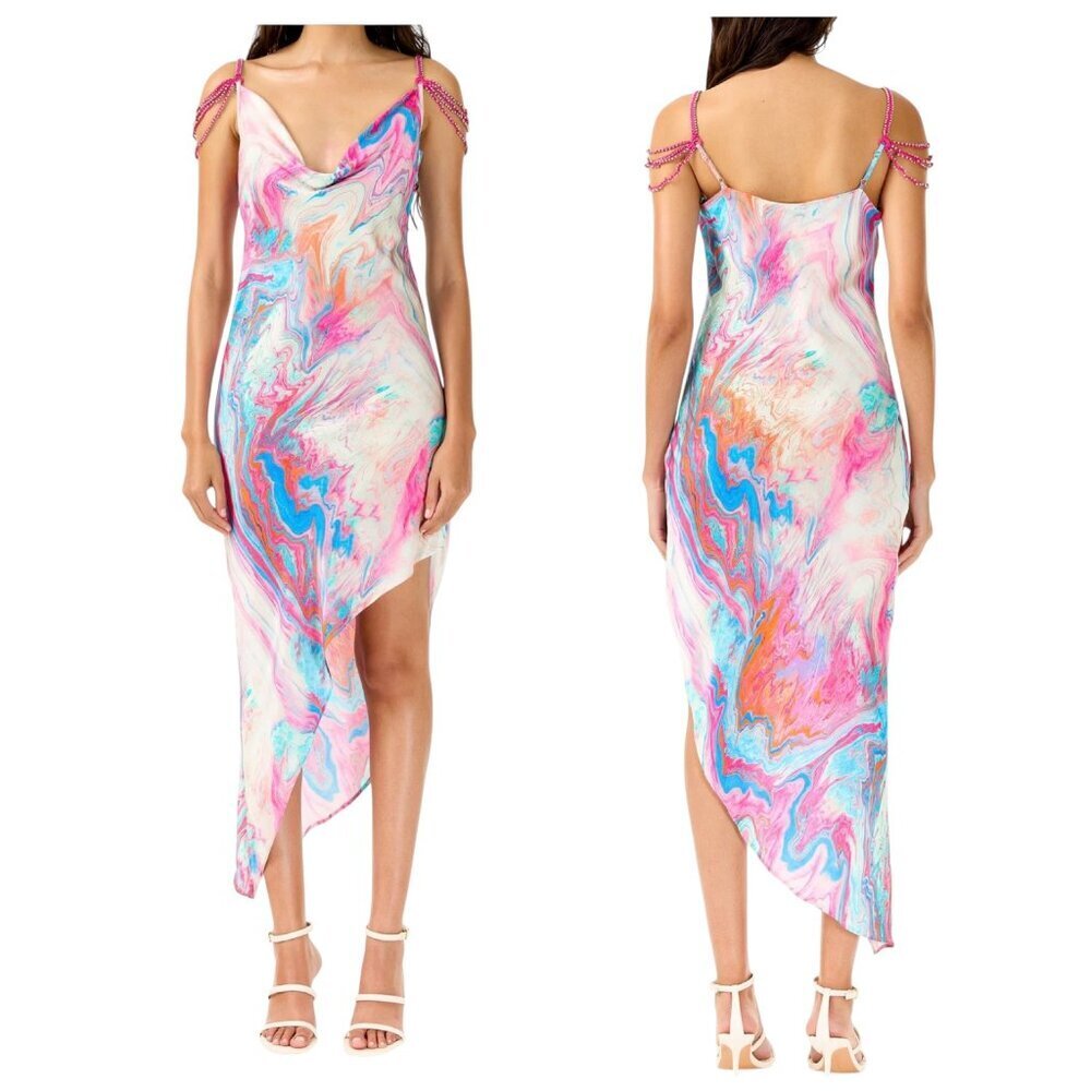 My Beachy Side Cotton Candy Side Slit Asymmetrical Dress Medium NWT